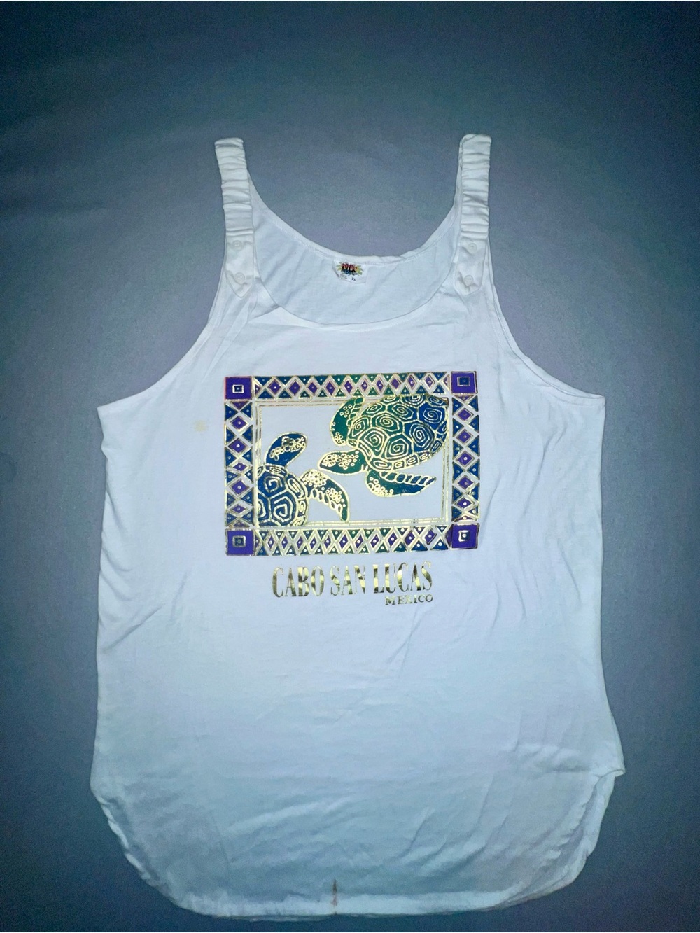 Vintage Cabo San Lucas Mexico Sea Turtle Graphic Tank Top Men's XL